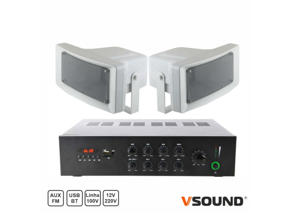 VSOUND Sistema de Som Amplificado 120W 220V/12V FM/BT/USB/SD VSOUND Sistema de Som Amplificado 120W 220V/12V FM/BT/USB/SD